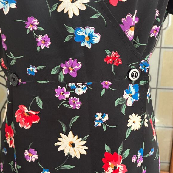 Vintage Esprit True Wrap Button Close Floral Mid Length Dress Size 7/8 - Picture 7 of 9